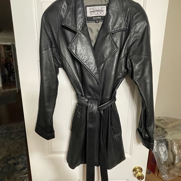 Pelle Studio Jackets & Blazers - Pelle Studio Women's Black Leather Belted Jacket